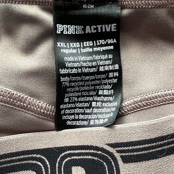 Pink Active Beige & Black Checkered Athletic Leggings High Rise Stretchy Sz XXL - Picture 3 of 4